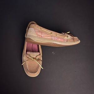 Womens Sperry Top Sider Angelfish Boat Shoes 7.5 Tan Leather & Plaid Womens VGUC
